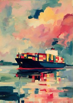 Containerschiff im Pastellhimmel von Niklas Maximilian
