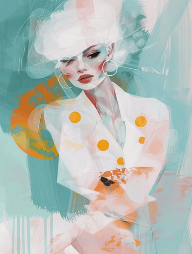 Modernes und abstraktes Porträt in frischen Farben. von Carla Van Iersel