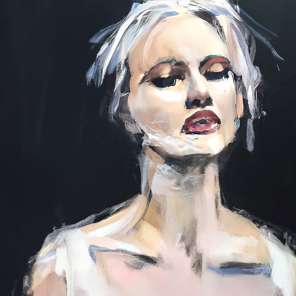 Abstract portret &quot;Just give me the night&quot; van Carla Van Iersel
