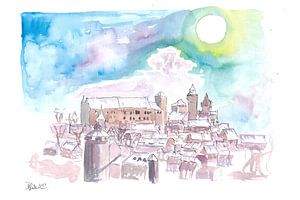 Nürnberg Deutschland Ansicht der Altstadt mit Burg im Winter