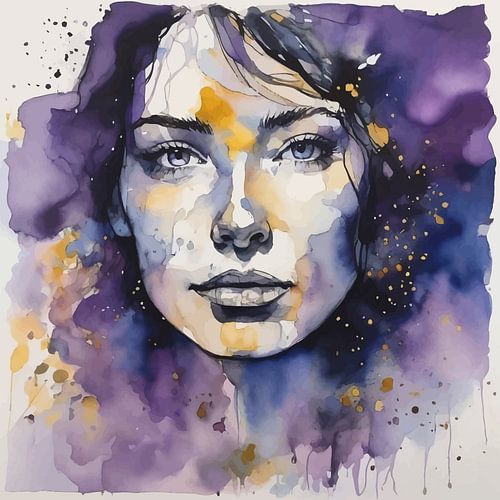 Minimalist Watercolor Painting of Abstract Woman