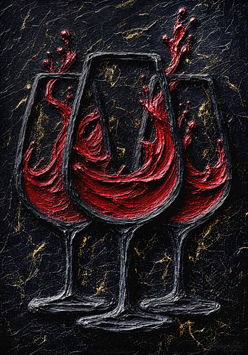 Red wine in the black cosmos of colour