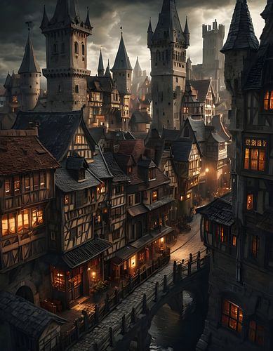 the old town in the evening light