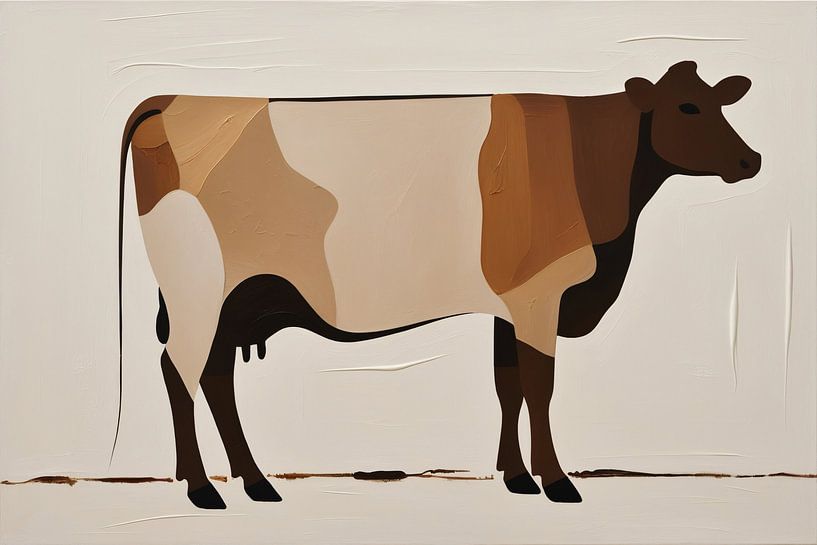 Abstract cow with earth tones by Art & Soul Creations