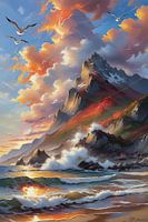 Painting of a wide sea view