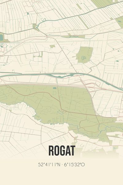 Vintage map of Rogat (Drenthe) by Prints of Place
