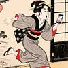 Ukiyo-e Comedy Poster - Panisch laufende Geisha Meme Kunst von MIROKKU