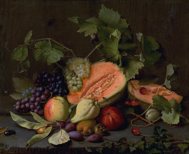 Still Life With Melons And Grapes, Otto Didrik Ottesen by Masterful Masters