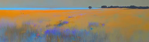 champ | Champ doré et ligne bleue