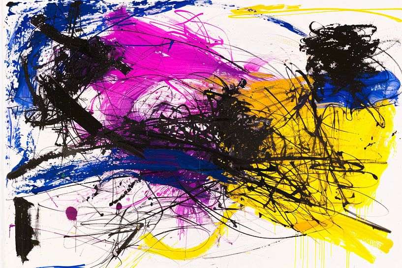 Lebendige abstrakte Malerei mit dynamischen Farben von Art & Soul Creations