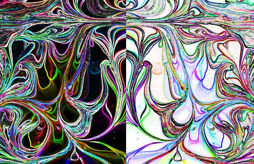 Zwart Wit Neon Bloem Marmer 1