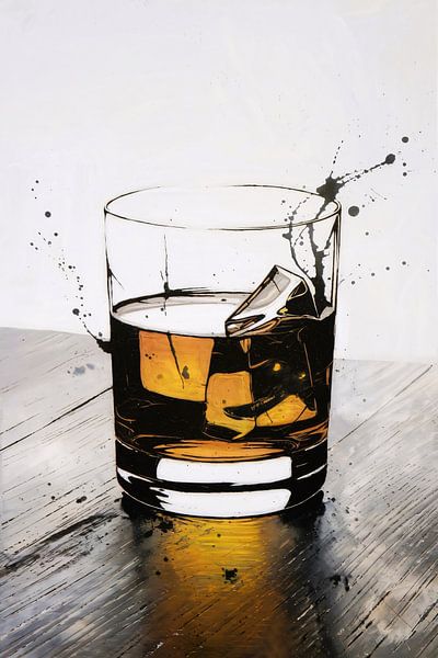 Whiskey glass with ice cubes by Imperial Art House