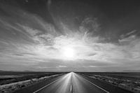 On the way to Antelope Island, endless road.