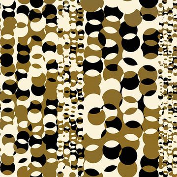 Golden Bubbles II. Abstract geometric art in dark gold, black and white by Dina Dankers