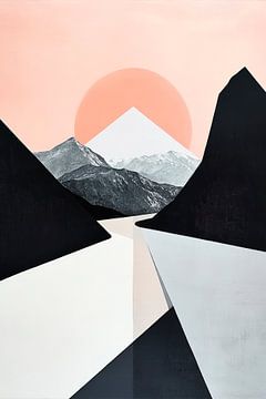 Geometrische Berglandschaft – Sanfte Farben von Poster Art Shop