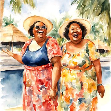 2 dames douillettes en vacances tropicales sur De gezellige Dames