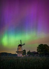 Mill De Vlinder - Northern Lights in Gelderland by Jeroen Lagerwerf