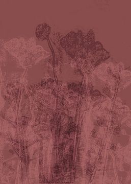 Abstract botanical art. Flowers in chocolate brown. by Dina Dankers