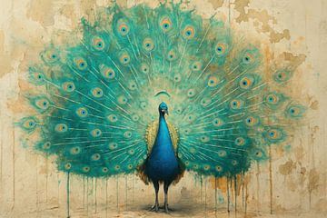 Pauw in statige waaier van Imperial Art House