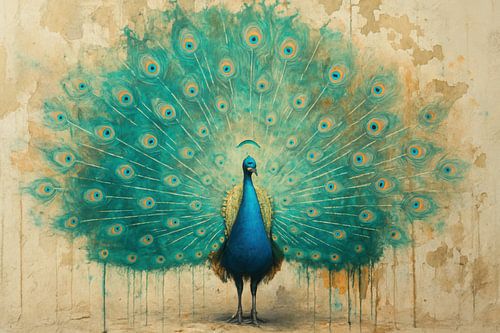 Pauw in statige waaier