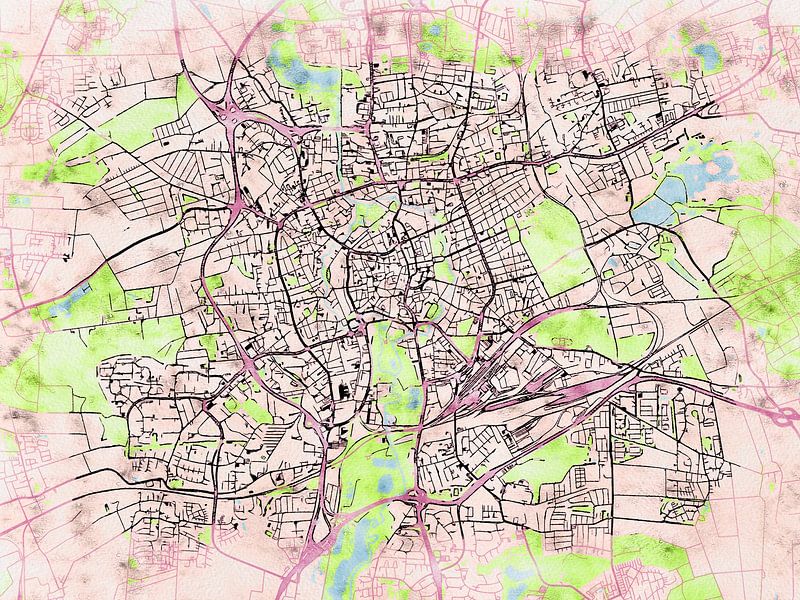 Karte von Braunschweig im stil 'Soothing Spring' von Maporia