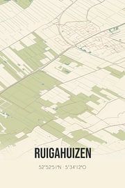 Alte Karte von Ruigahuizen (Fryslan) von Ortsdrucke