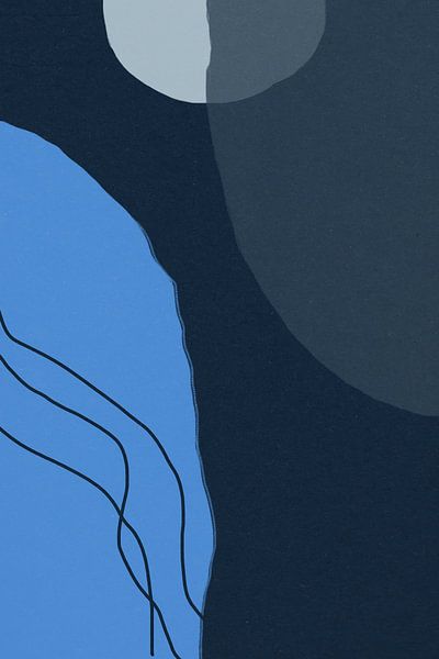 Modern abstract minimalist  shapes in blue, gray and black VIII by Dina Dankers