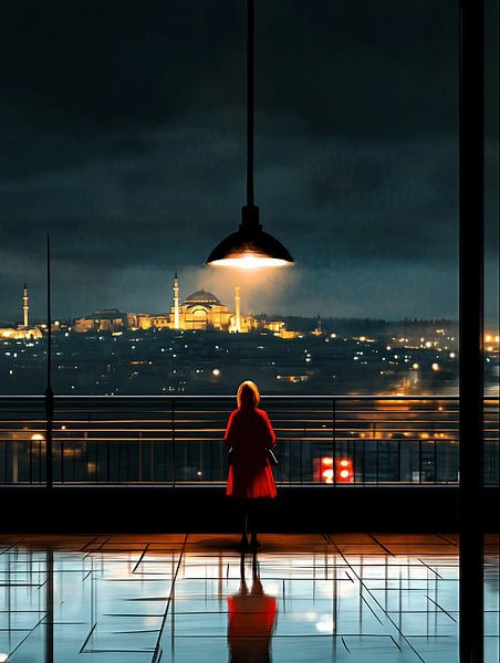 Nachtzicht van de stad van fernlichtsicht