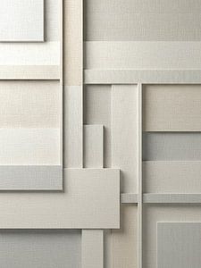 Minimal Art: Abstraktes Relief mit geometrischen Texturen in warmem Leinen