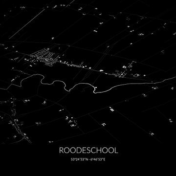 Zwart-witte landkaart van Roodeschool, Groningen. van Rezona