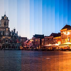 Zonsondergang over 2 uur in Delft van Hugo Onink