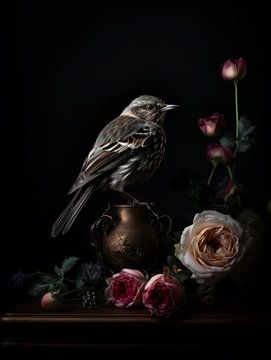 Een Vogel in Rembrandt Licht van Eva Lee