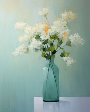 Nature morte d'un vase avec des fleurs blanches sur Studio Allee