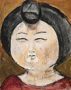 Een portret van een Chinese dikke dame  'Fat lady' II van Linda Dammann