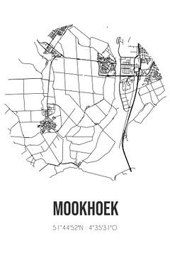 Mookhoek (Süd-Holland) | Karte | Schwarz-Weiß von Rezona