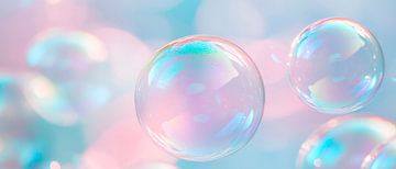 Delicate zeepbellen in zachte kleuren van Poster Art Shop
