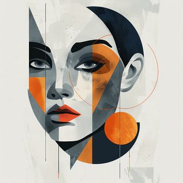 Abstract portret van een vrouw van Poster Art Shop