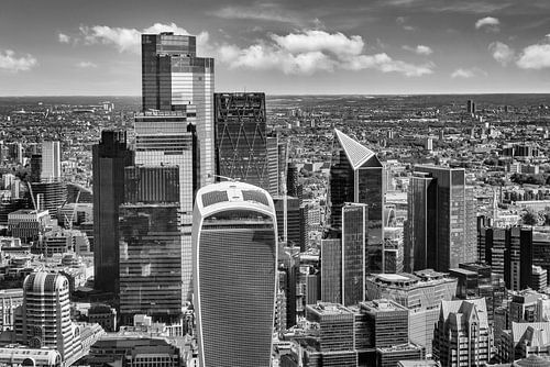 Uitzicht over de City of London - monochroom