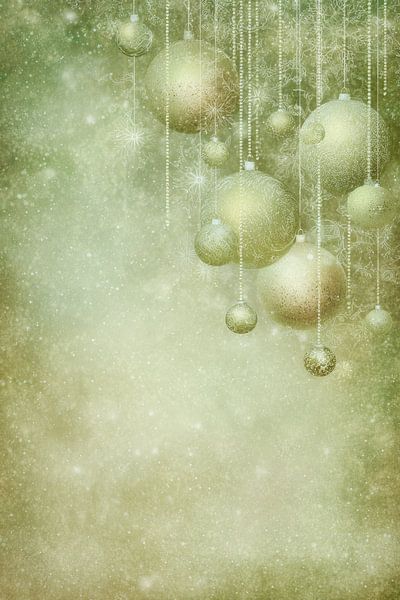 Christmas Balls Gold Green in Dreamy Winter Light by Eva Lee