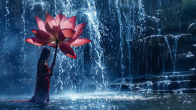 woman with lotus flower meditation by Egon Zitter