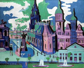 Vue de Dresde : Schlossplatz (1926) par Ernst Ludwig Kirchner. sur Studio POPPY