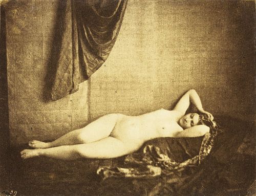 Vieille photographie de nu de pinup de 1854