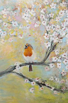 let spring begin... robin's song ( singing robin) by Els Fonteine