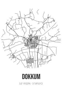 Dokkum (Friesland) | Karte | Schwarz-weiß von Rezona