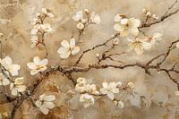 Classic Blossom on Textured Sepia Background