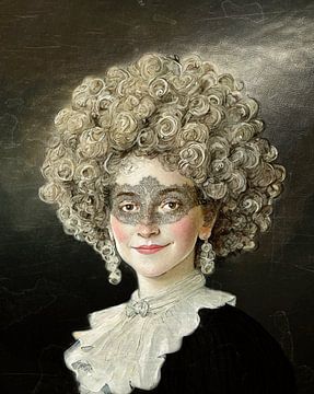 Klassieke vrouw met masker van Pieternel Fotografie en Digitale kunst