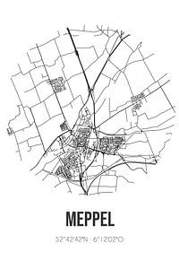 Meppel (Drenthe) | Landkaart | Zwart-wit van Rezona