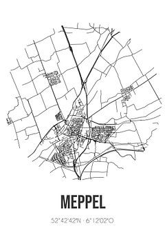 Meppel (Drenthe) | Karte | Schwarz und Weiß von Rezona