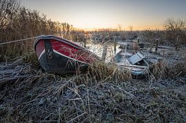 Boote im winterlichen Schilf von Jan Georg Meijer