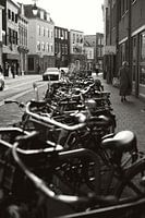 Radfahren auf dem Haagdijk, eine Schwarz-Weiß-Fotografie in Breda